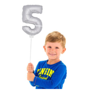 Foliecijfer Mini ‘5’ Zilver - 36 centimeter
