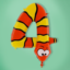 Folieballon cijfer 4 in de vorm van een gele en oranje slang op een groene achtergrond