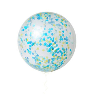 Ballonnen - XL blauw confetti - 3 stuks