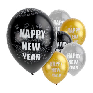 Ballonnen Happy New Year - 6 stuks