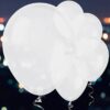 Vijf witte ballonnen met een lampje erin