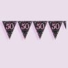 Slinger met de tekst '50 happy birthday' in de kleuren roze en zwart