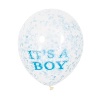 Confettiballonnen 'It's a Boy' Blauw - 6 stuks