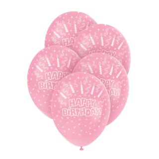 Ballonnen ‘Happy Birthday’ Roze Parel - 5 stuks
