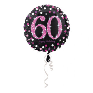 Folieballon ‘60 Happy Birthday’ Roze - 46 centimeter