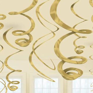 Meerdere gouden swirls in een kamer