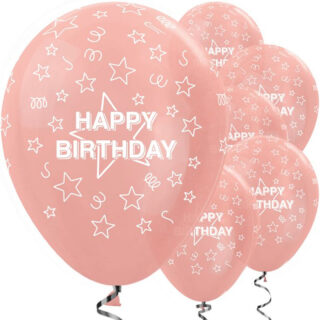 Ballonnen ‘Happy Birthday’ Rosé Parel - 5 stuks
