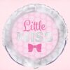 Zilveren met roze ballon gemaakt van folie en de tekst Little Miss