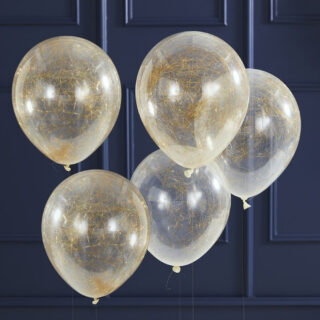 Confetti ballon Engelenhaar Goud - 5 stuks