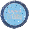 Folie ballon Happy Birthday Blauw Iridescent - 45 centimeter