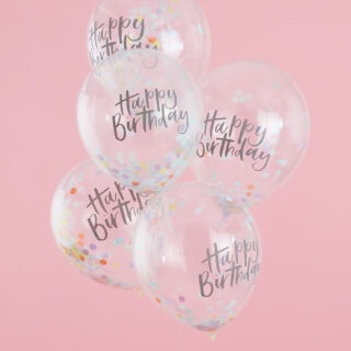 Confetti Ballonnen Pastel ‘Happy Birthday’ - 5 stuks