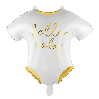 folieballon romper wit en goud