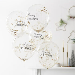 Confetti ballonnen 'Merry Christmas' - 5 stuks