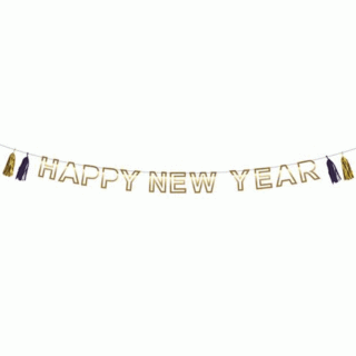 Tasselslinger 'Happy New Year' Goud