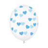 Transparante ballon met blauwe hartjes