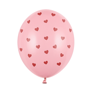 roze ballon met rode hartjes