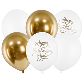 ballonnen set goud met wit happy birthday