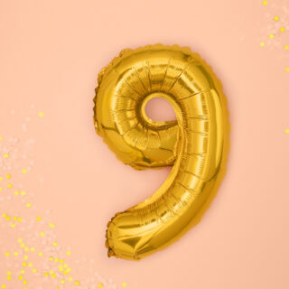 Foliecijfers 9 - Goud 35 cm