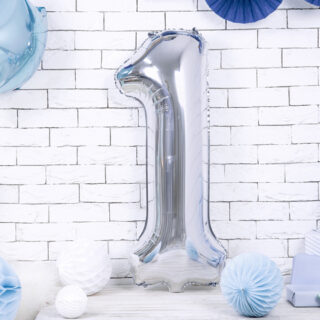 Foliecijfers 1 - Zilver 86 cm