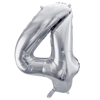 Folieballon Cijfer 4 (86 cm) - Zilver