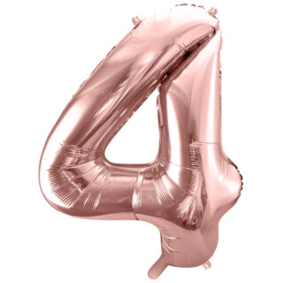 Folieballon Cijfer 4 (86 cm) - Rosé Goud