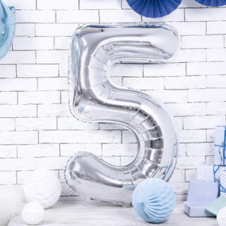 Foliecijfers 5 - Zilver 86 cm