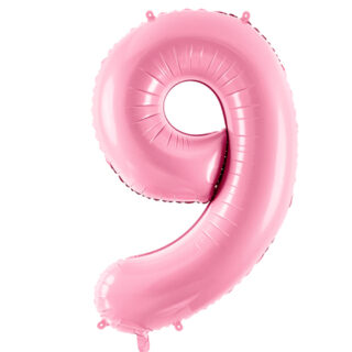 Folieballon cijfer 9 in de kleur roze