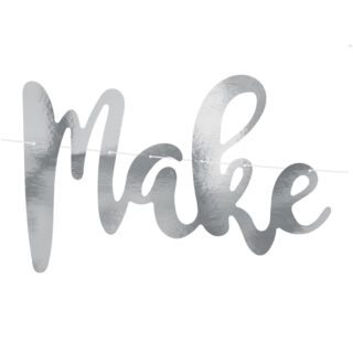 Letterbanner 'Make a Wish' Zilver- 2 Meter