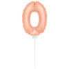 Foliecijfer Mini ‘0’ Rosé Goud - 36 Centimeter