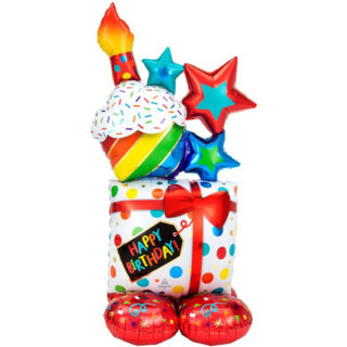 Folieballon op standaard Birthday - 140 cm