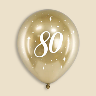 Gouden ballonnen met een wit cijfer 80