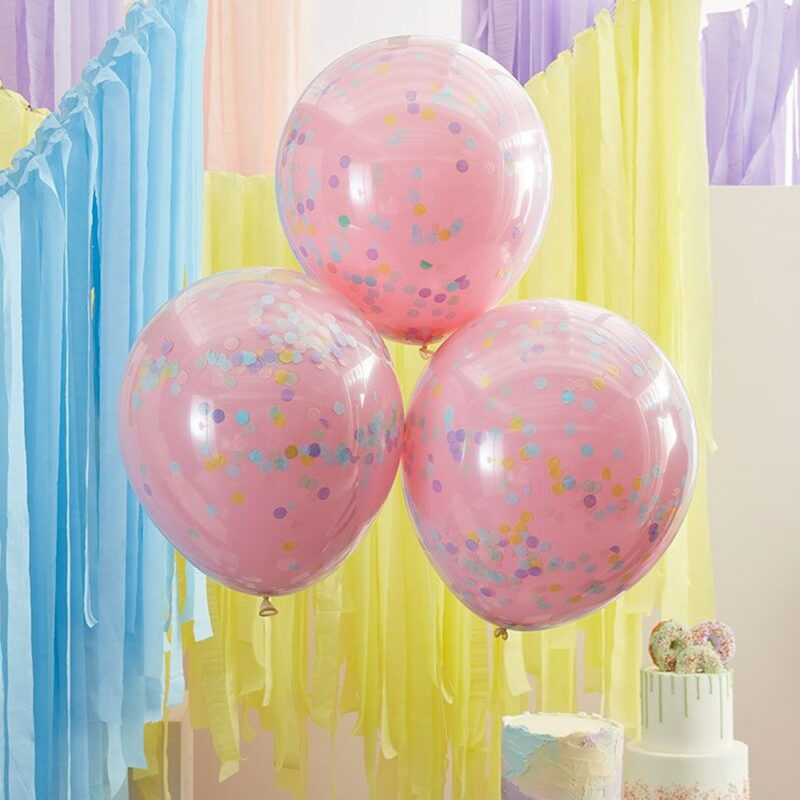 Confetti Ballonnen Dubbellaags Pastel XL - 3 stuks