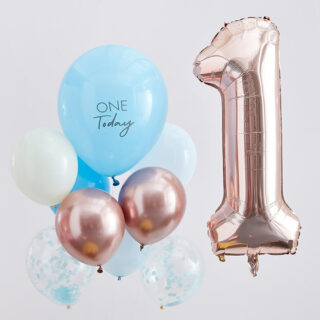 Folieballon One Today - Blauw Rose Goud