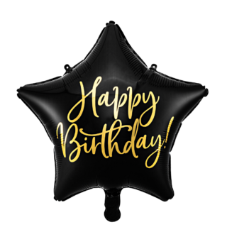 zwarte ster met gouden tekst happy birthday