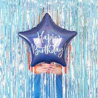 folieballon ster met de tekst happy birthday