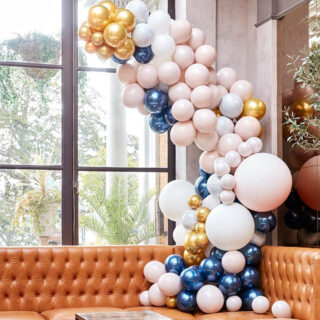 Ballonnenversiering Marmer, Navy & Goud XL - 200 stuks