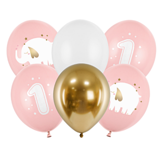 roze, gouden en witte ballonnen geboorte meisje