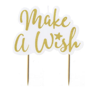Taart Kaars 'Make a Wish' Goud