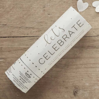 kleine witte confetti popper met lets celebrate erop