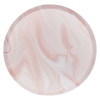 Papieren bordjes met roze marmer look