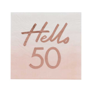 Roze Servetten met de tekst Hello 50