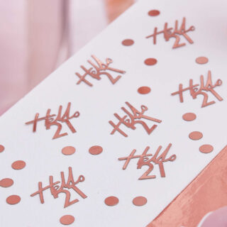 Tafel Confetti met tekst Hello 21