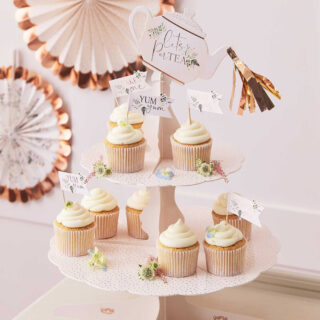 Hapjes & Cupcake Standaard Let's Partea gevuld met cupcakes