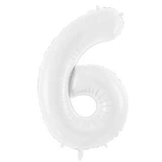 Folieballon cijfer 6 in de kleur wit