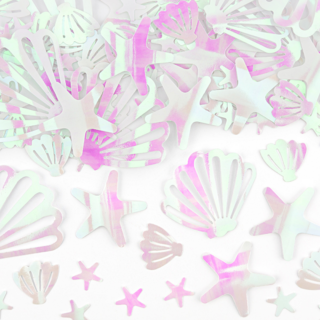 iridescent zeesterren en schelpen confetti