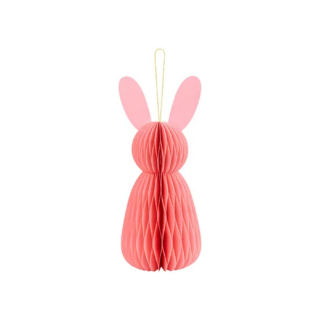Roze honeycomb in de vorm van een konijn met konijnenoren