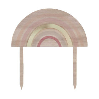 houten taarttopper in de vorm van een regenboog