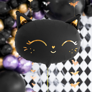 meisje met een zwarte kat ballon