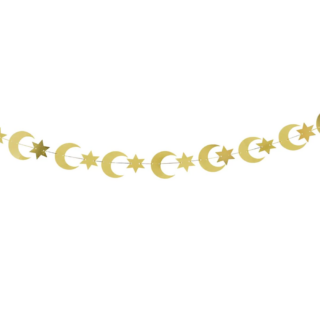 Slinger met gouden maantjes en sterretjes van 4 meter lang