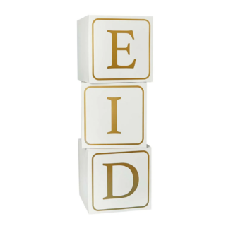 Witte blokken met gouden letters EID